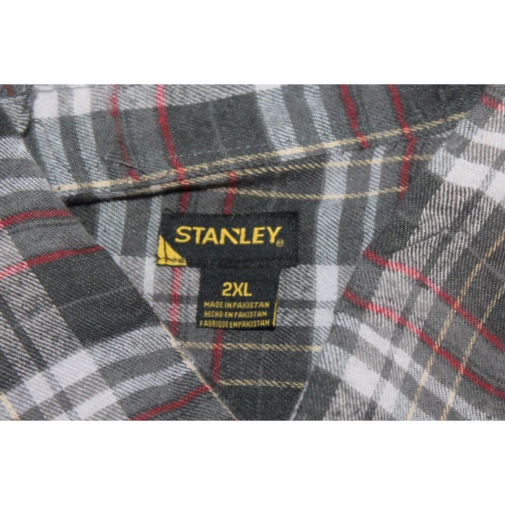 NWT Stanley Workwear Men's Long Sleeve Flannel XXL NEW 2XL Gray Plaid - Picture 9 of 10